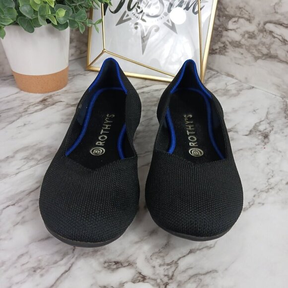 ROTHY'S THE FLAT black textile ballet women's slip-on size 8.5 round-toe - Picture 3 of 11
